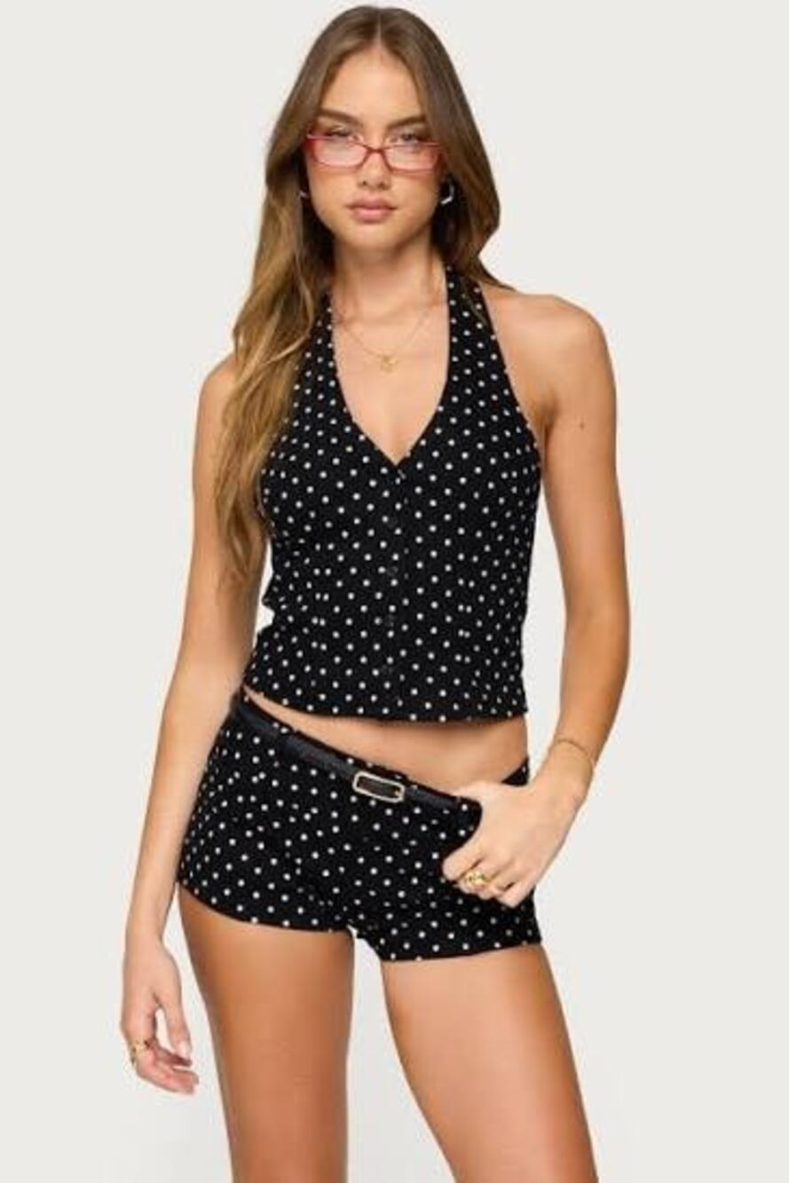 Edikted Twyla Polka Dot Halter Top M NWT